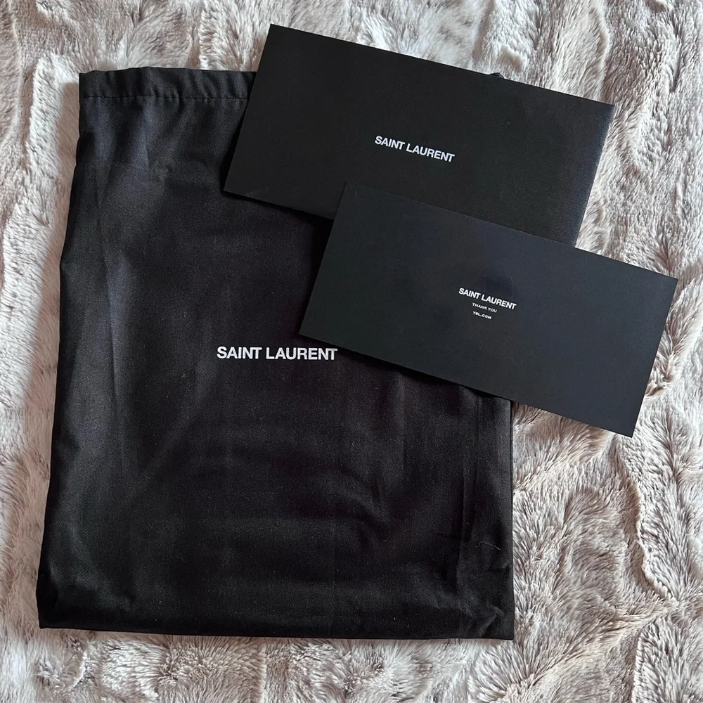 Yves Saint Laurent Black Clutch with Gold Logo - Picture 10 of 11